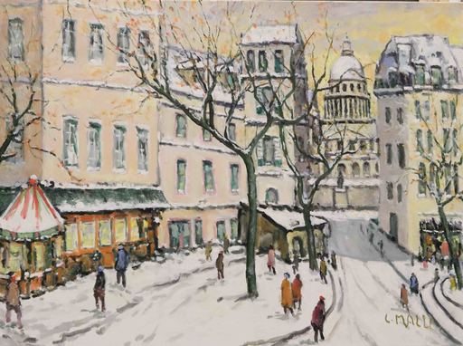 Charles MALLE - Painting - Paris rue du Haut Pavé