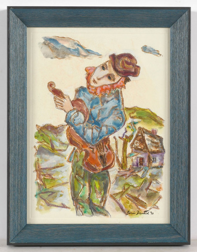 Boris DEUTSCH - Dibujo Acuarela - Boris Deutsch (1892-1978) "Fiddler", watercolor