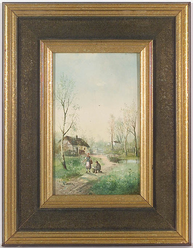 Lothar Michael BÜRGER - Peinture - "Spring near St.Poelten", Oil on Panel, ca 1900