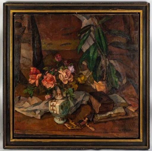 Walter PÜTTNER - Peinture - nature morte au bouquet de roses