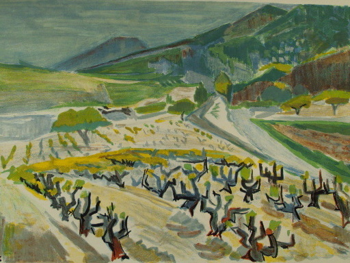 Roger WORMS - 版画 - "Les Vignes" 1959