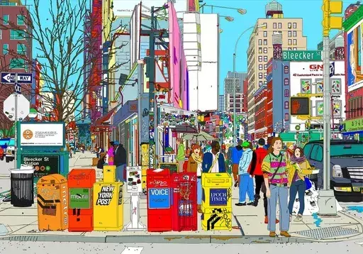 Marco SANTANIELLO - 绘画 - Bleecker Street and Lafayette,NY