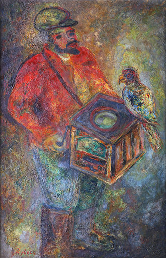 Issachar Ber RYBACK - Painting - Organ Grinder with a Parrot, 1932