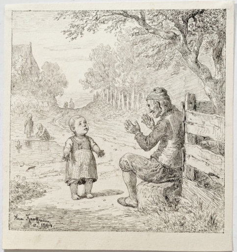 Hermann I KAUFFMANN - Drawing-Watercolor - Geschichtenerzähler
