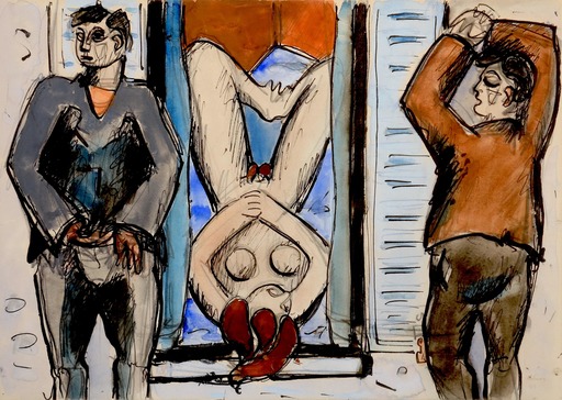 Jean HÉLION - Drawing-Watercolor - Les Hommes et le nu