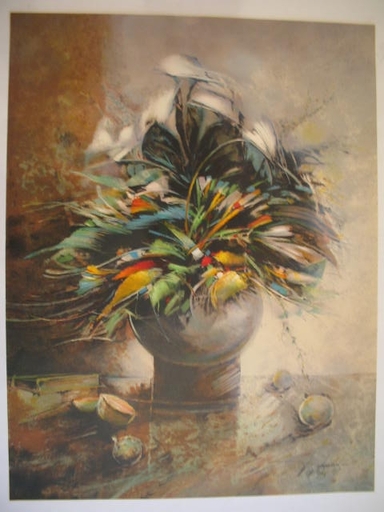 フランソワ・ディザルニ - 版画 - Le vase de fleurs,1988.