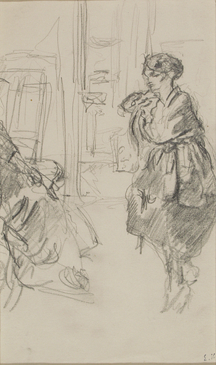 Jean Édouard VUILLARD - Zeichnung Aquarell - Annette et Madame Vuillard dans l'atelier