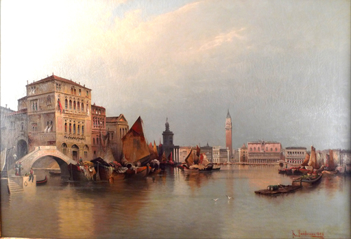 Karl KAUFMANN - 绘画 - Large View of Venice