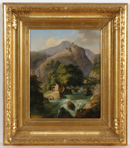 Karl Michael GEYLING - Pittura - "Alpine stream" oil on canvas, 1840/50s