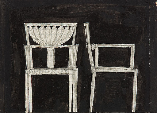 Josef HOFFMANN - Dibujo Acuarela - Entwurf für einen Sessel I
