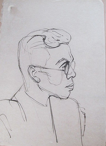 Erich HARTMANN - Disegno Acquarello - #19805: Junger Mann mit Brille. 