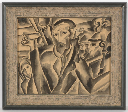 Boris DEUTSCH - Dibujo Acuarela - "People of shtetl", drawing, 1928