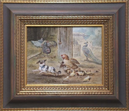 Robert ERBE - Pittura - "Unbidden Guest" by Robert Erbe (1844-1903), Watercolour