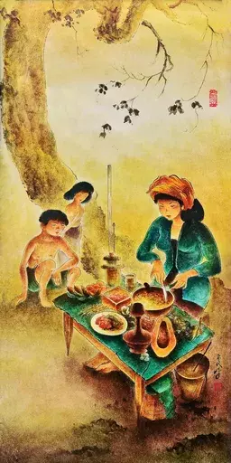 LEE Man Fong - Pintura - Rojak Seller, by Lee Man Fong