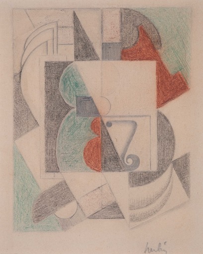 Auguste HERBIN - Dessin-Aquarelle - Composition cubiste