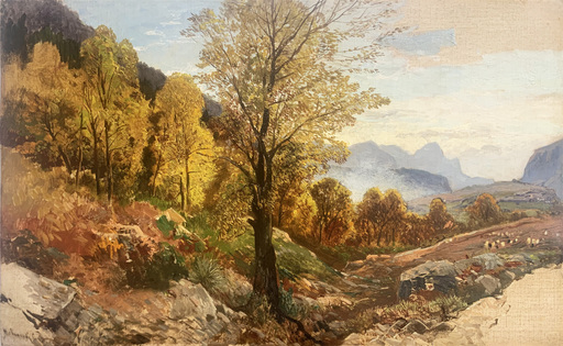 Hermann CORRODI - Painting - Paesaggio laziale