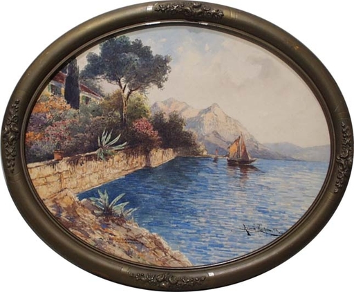 Heinrich VON WERTHEIM - Drawing-Watercolor - "Riva on the Lake Garda", Watercolor, 1918