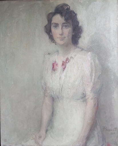 Alfons PROOST - Pittura - "Portrait de jeune femme"