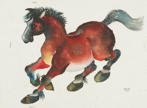Wilhelm JARUSKA - Dibujo Acuarela - Pferd