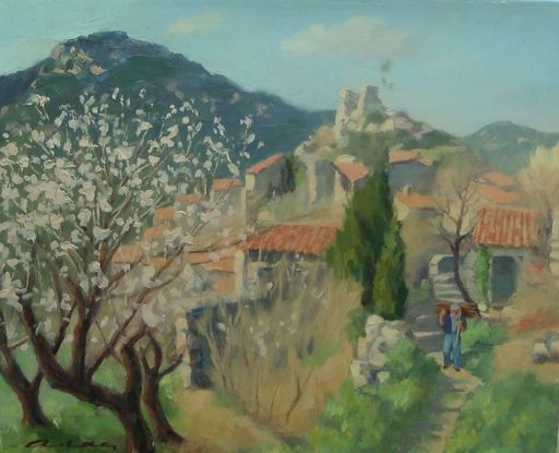 André LAC - Peinture - Le village de Vieussan