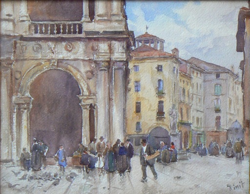 Pierre VINIT - Disegno Acquarello - Place de marché