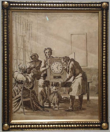 Zeichnung Aquarell - "New Clock" , early 19th Century