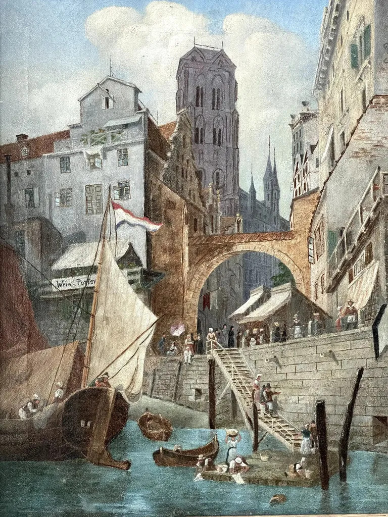 Dutch City Dock Scene