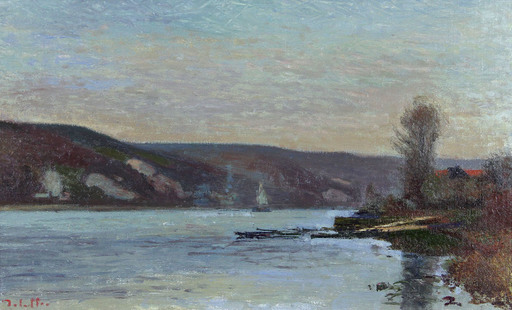 Joseph DELATTRE - Pintura - Bord de Seine à Biessard