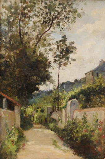 George Ames ALDRICH - Gemälde - A Brittany village street