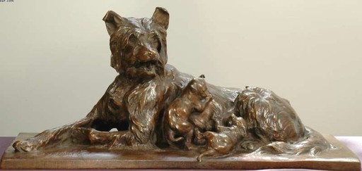 Charles PAILLET - Sculpture-Volume - Irish Wolfhound with her Young