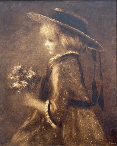 Alfred SUSSI - Gemälde - Jeune fille au bouquet