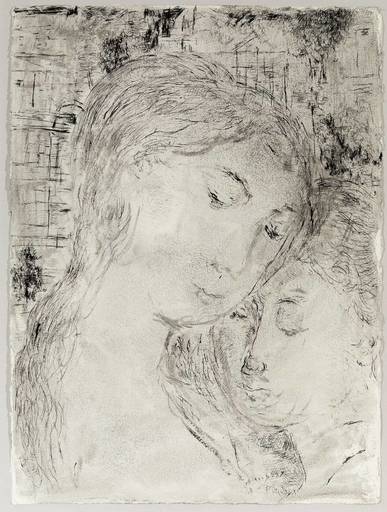 Paul DELVAUX - Zeichnung Aquarell - Two women's heads