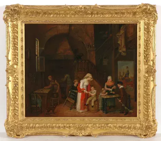 Élisabeth Marie DE LATOUR - Pintura - "The cake shop" oil on canvas, 1822