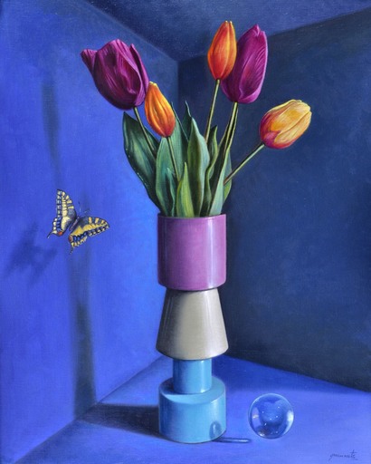 Antonio NUNZIANTE - Painting - La notte dei tulipani
