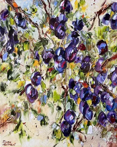 Diana MALIVANI - Painting - Plum Trees