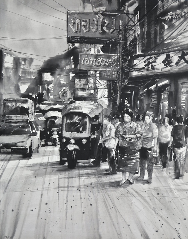 Attasit POKPONG - Pintura - Streets of Bangkok