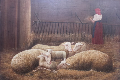 Antonio FERNANDEZ GOMEZ - Gemälde - ovejas en el establo