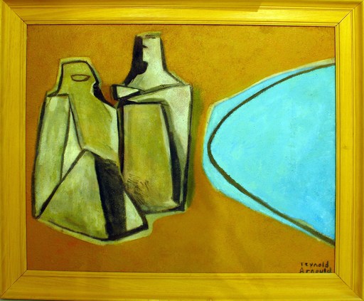 Reynold ARNOULD - Painting - La Baule - Les deux hommes au bord de la mer 