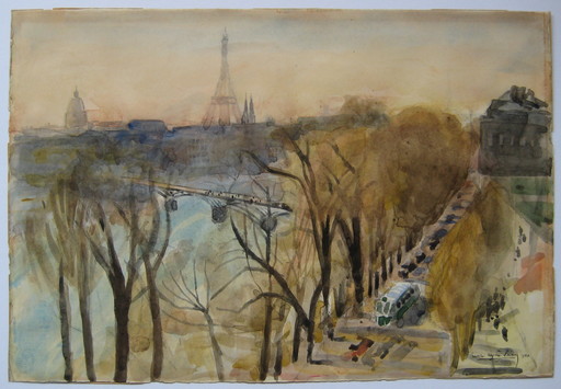 Pierre-Eugène CLAIRIN - Dibujo Acuarela - DESSIN AQUARELLE 1950 SIGNÉ MAIN HANDSIGNED DRAWING PARIS