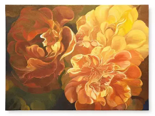 Mercedes APARICIO - Painting - Roses Oranges