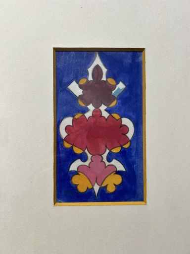 Giacomo BALLA - Drawing-Watercolor - Motivo per fiore Futurista su fondo blu  