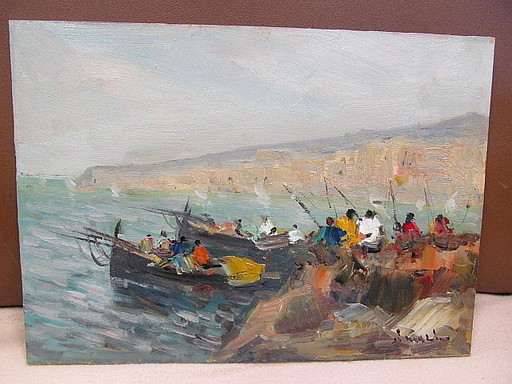 Francesco DIMARINO - 绘画 - Pescatori a Napoli 
