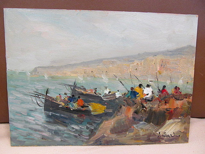 Francesco DIMARINO - Gemälde - Pescatori a Napoli 