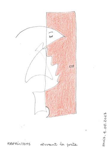 Reine BUD-PRINTEMS - Zeichnung Aquarell - "Devant la porte"
