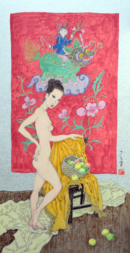 CHEN Shaoli - Zeichnung Aquarell - Nude Girl