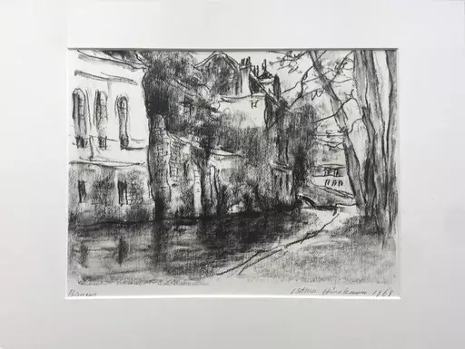 Isamu HIRAKAWA - Dessin-Aquarelle - Scène de canal à Bruges I