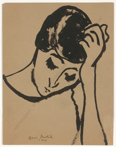 Boris DEUTSCH - Disegno Acquarello - Boris Deutsch (1892-1978) "Thoughtful woman", drawing, 1926