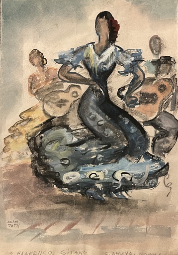 Jean TOTH - Drawing-Watercolor - Flamenco Gitan