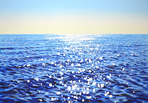 Iryna KASTSOVA - Peinture - 	Blue ocean. Glare.