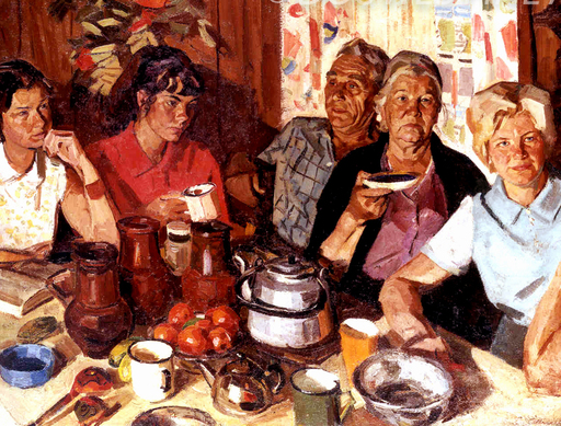 Evgeni Ivanovich SAMSONOV - Painting - "In the Dacha"